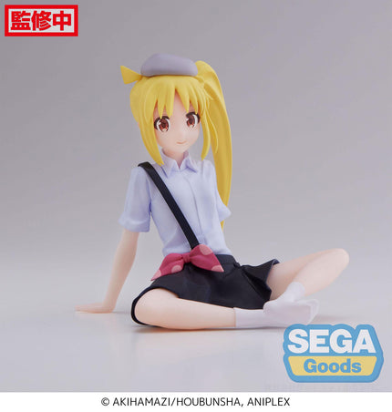 Nijika Ijichi PM Perching figure by SEGA, seated pose with grey beret and blonde side ponytail