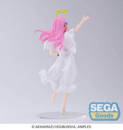 Hitori Gotoh angel Luminasta figure, rear view of pink hair and white wings