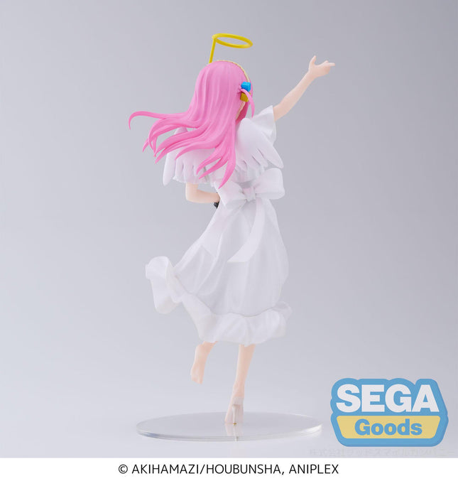 Hitori Gotoh angel Luminasta figure, rear view of pink hair and white wings