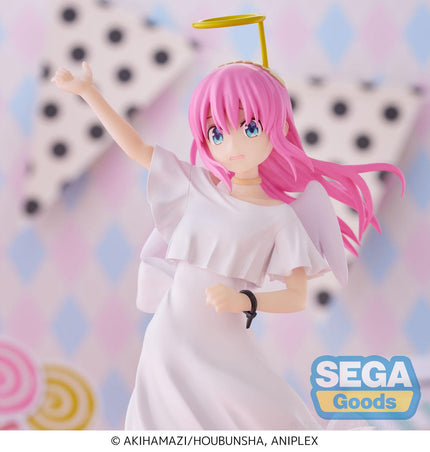 Hitori Gotoh angel Luminasta figure, close-up of pink hair and blue eyes
