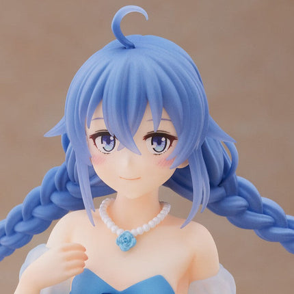 Roxy Migurdia TENITOL Flower Fairy Ver. figure, close-up of smiling face and blue flower necklace