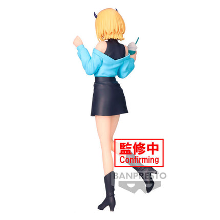 MEM-cho Plain Clothes Date figure, rear view with blonde bob and horn accessories