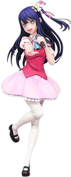 Ai Hoshino Trio-Try-iT regular version with opaque dark purple hair, microphone and raised leg