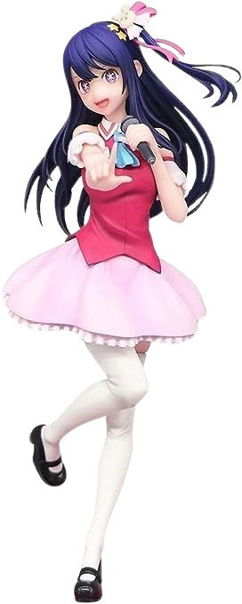Ai Hoshino Trio-Try-iT regular version with opaque dark purple hair, microphone and raised leg