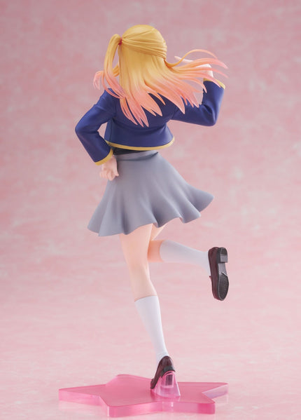 Rear view of Ruby Hoshino Coreful school uniform figure and blonde hair with pink tips