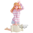 Ruby Hoshino Relax Time figure by Banpresto in a pink-and-white striped hooded top with a sculpted cream cushion
