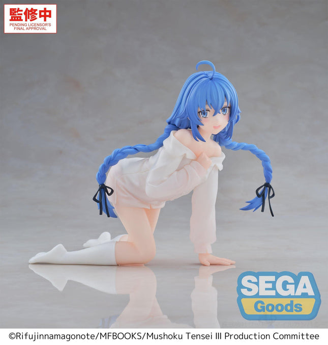 Roxy Migurdia Season 3 Yumemirize figure by SEGA, kneeling in white sleepwear with blue braids