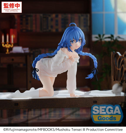 Roxy Migurdia Yumemirize figure, full scene view; display furniture is photographic styling